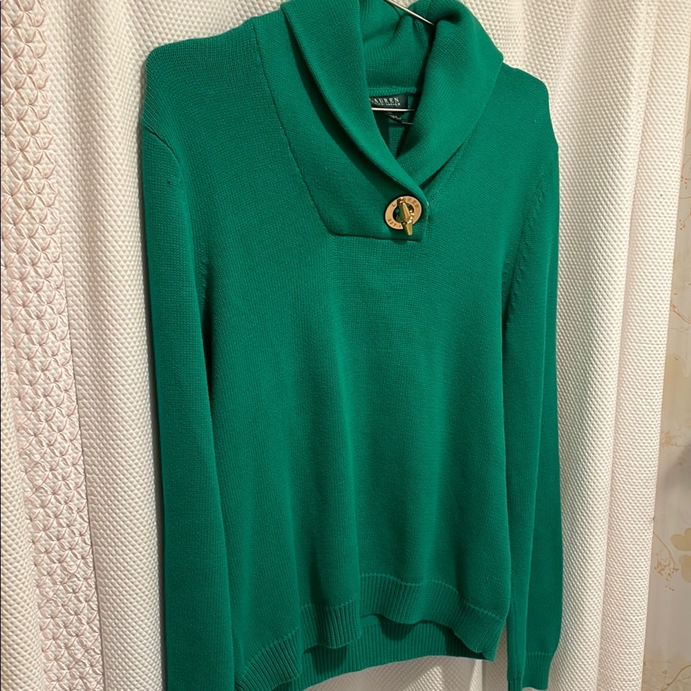 Green Sweater with Button Detail